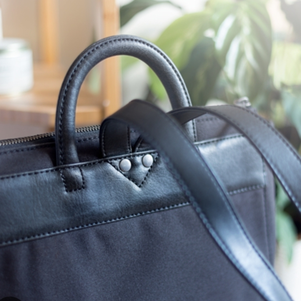 Matt & Nat Black Canvas "Katherine" Backpack Tote with Top Handles - Picture 2 of 6